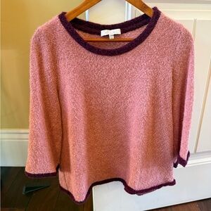 Anthropologie Pink and Purple Crew Neck Sweater